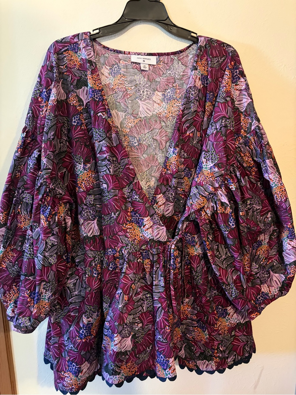 Kika Vargas for Target Purple Floral wrap Blouse